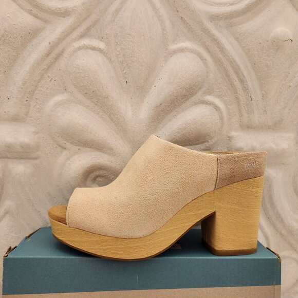 TOMS "Florence" Honey Beige" Suede Block heeled mules. NIB. Size: various - Picture 5 of 15